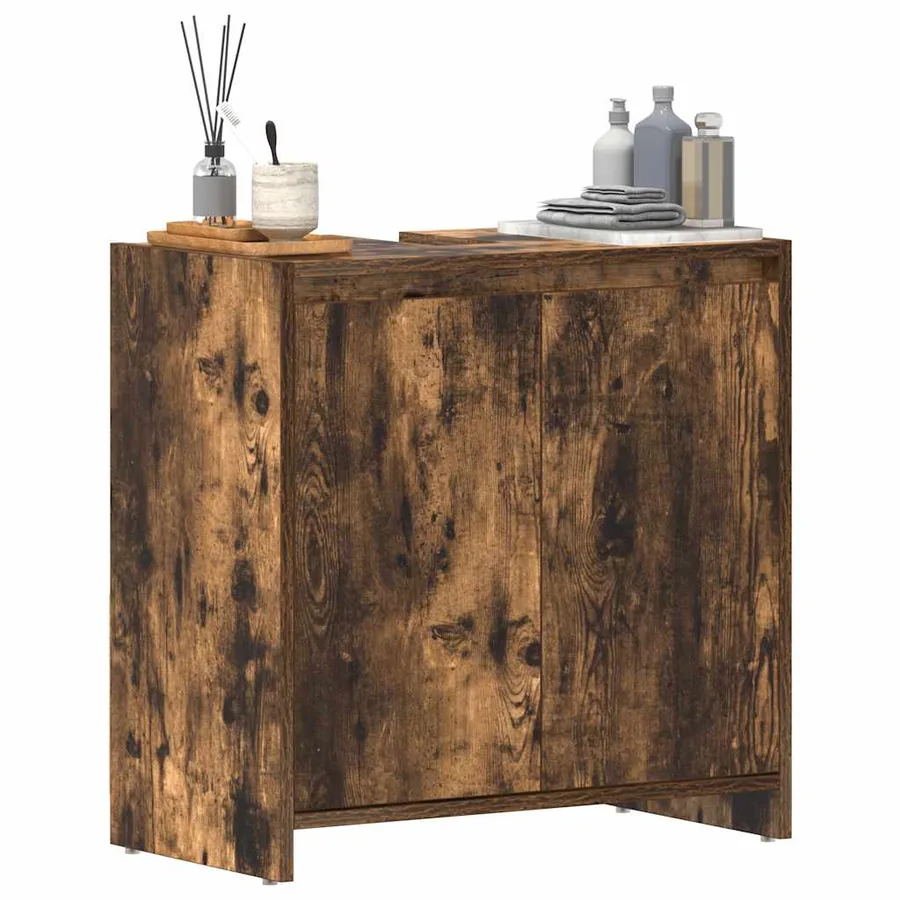 Armoire de bain Chêne fumé 60x33x61 cm Bois d'ingénierie - 4