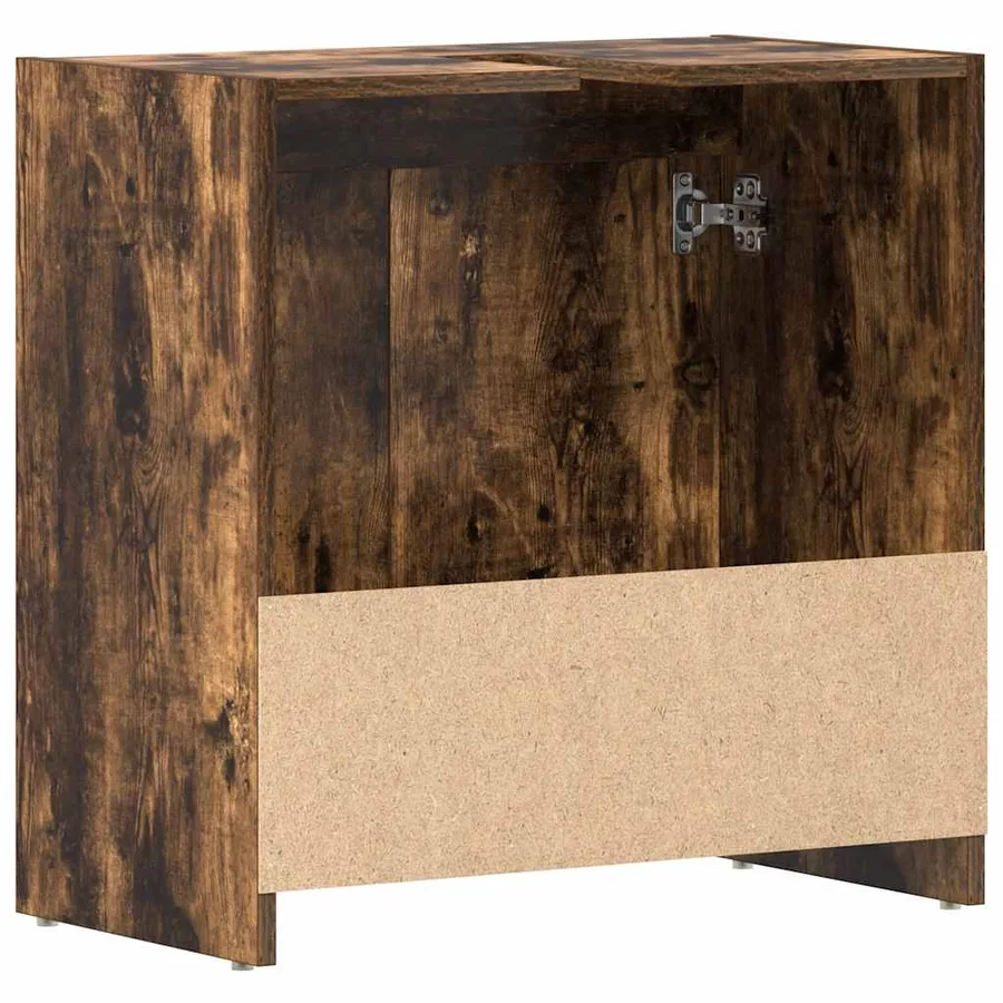 Armoire de bain Chêne fumé 60x33x61 cm Bois d'ingénierie - 8