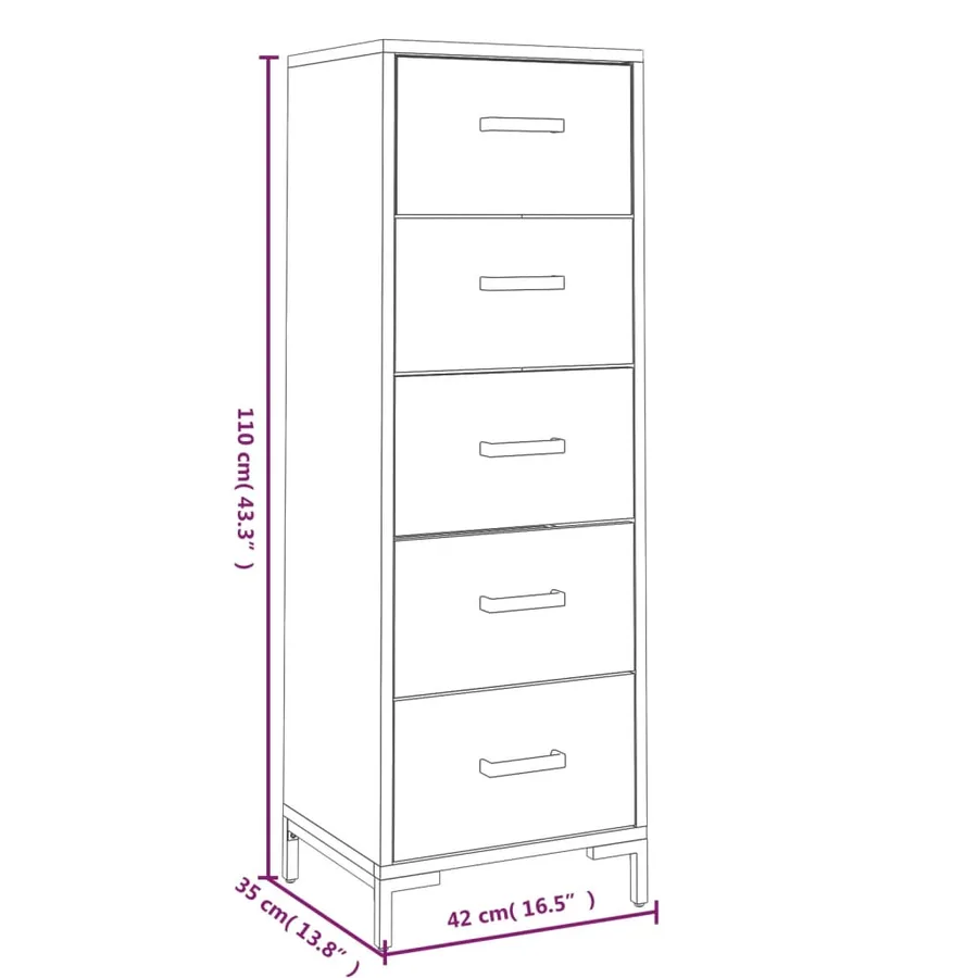 Commode 42x35x110 cm Bois de pin massif - 7