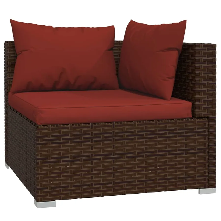 Salon de jardin 12 pcs avec coussins Marron Résine tressée - 3