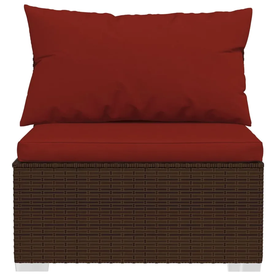 Salon de jardin 12 pcs avec coussins Marron Résine tressée - 6