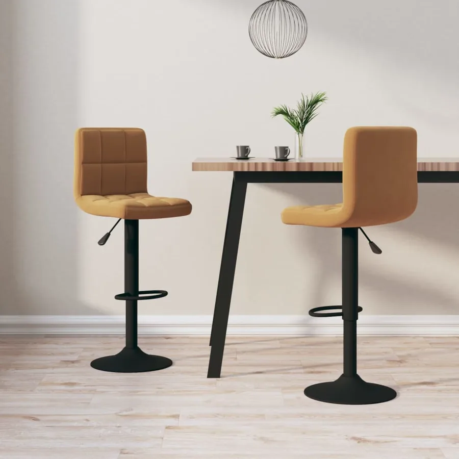 Tabourets de bar lot de 2 marron velours