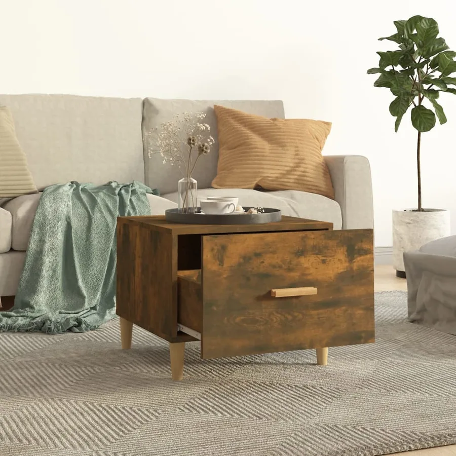 Table basse Chêne fumé 50x50x40 cm Bois d'ingénierie - 3