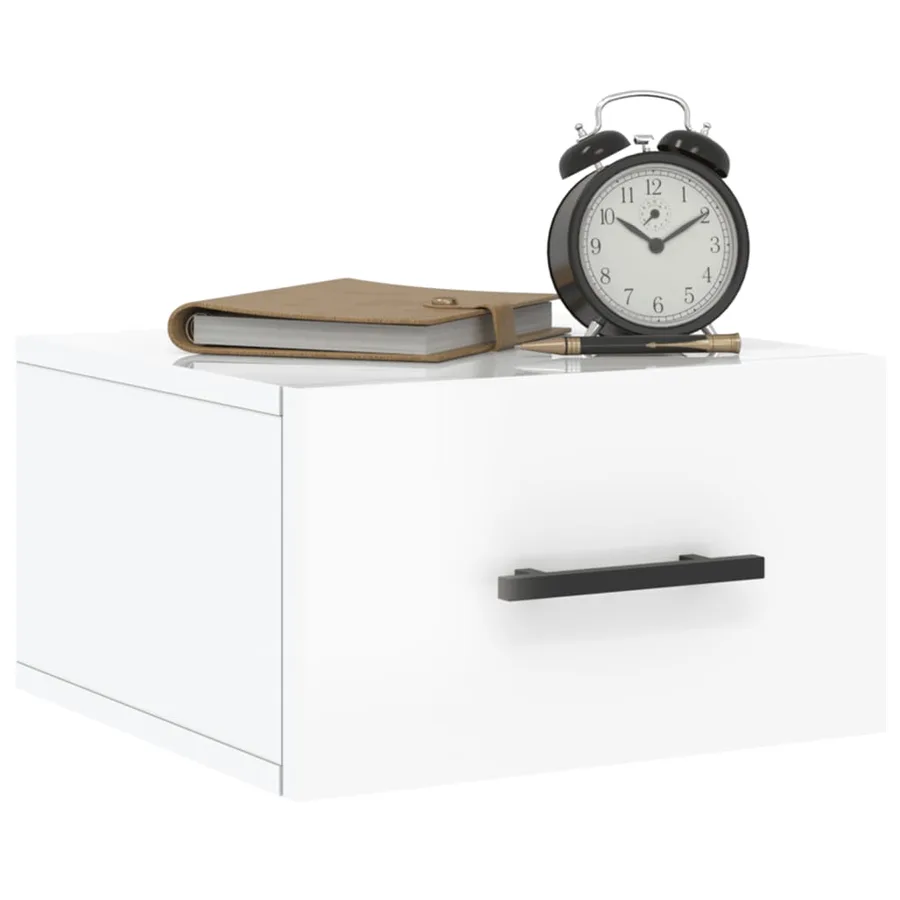 Tables de chevet murales 2 pcs blanc brillant 35x35x20 cm - 10
