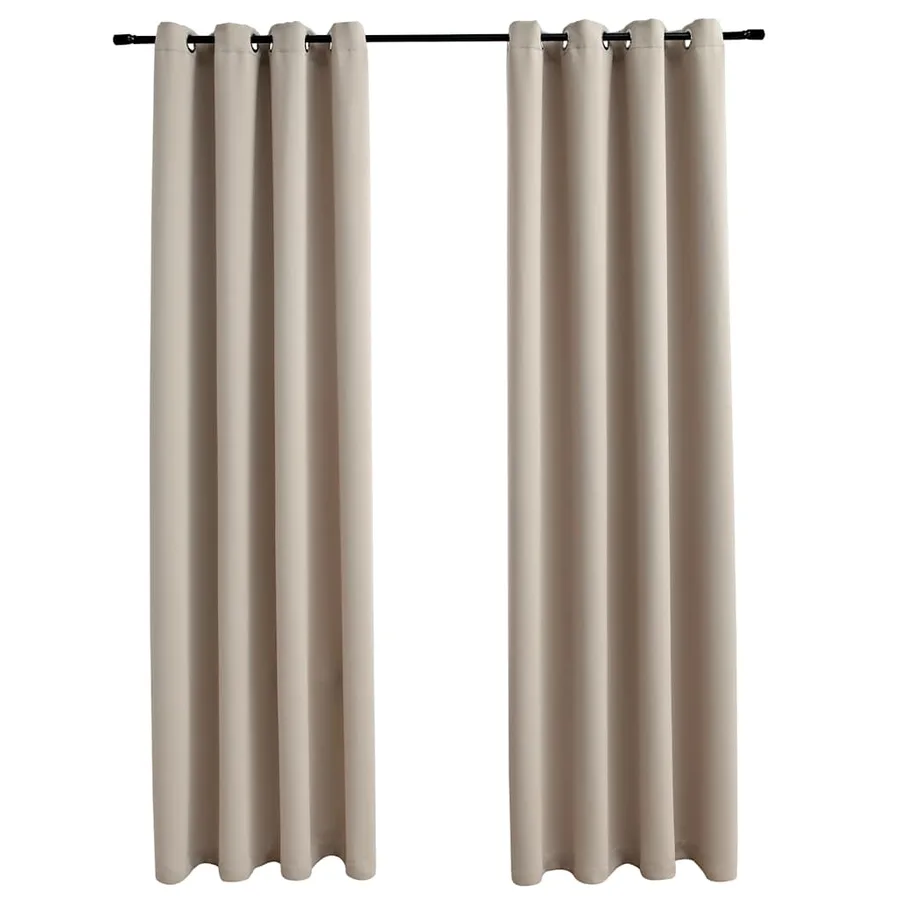 Rideaux occultants avec anneaux en métal 2 pcs Beige 140x175 cm - 2