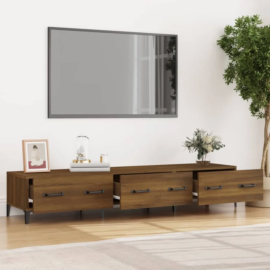 Meuble TV Chêne marron 150x34,5x30 cm Bois d'ingénierie - 3