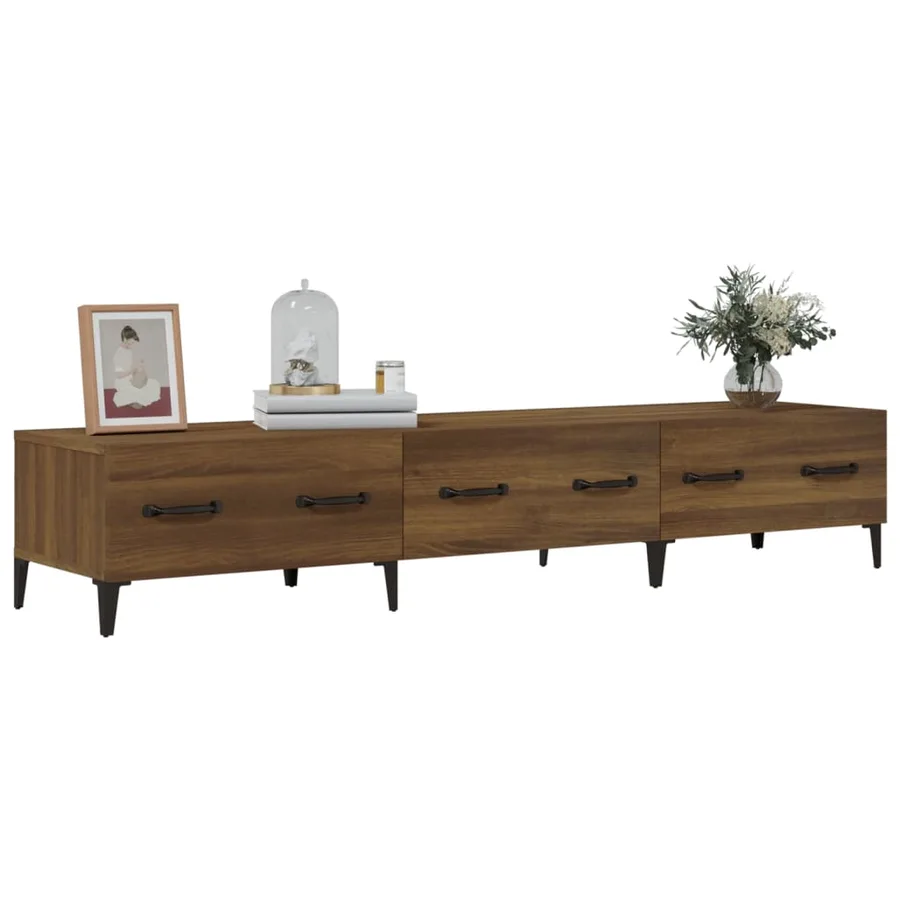 Meuble TV Chêne marron 150x34,5x30 cm Bois d'ingénierie - 4