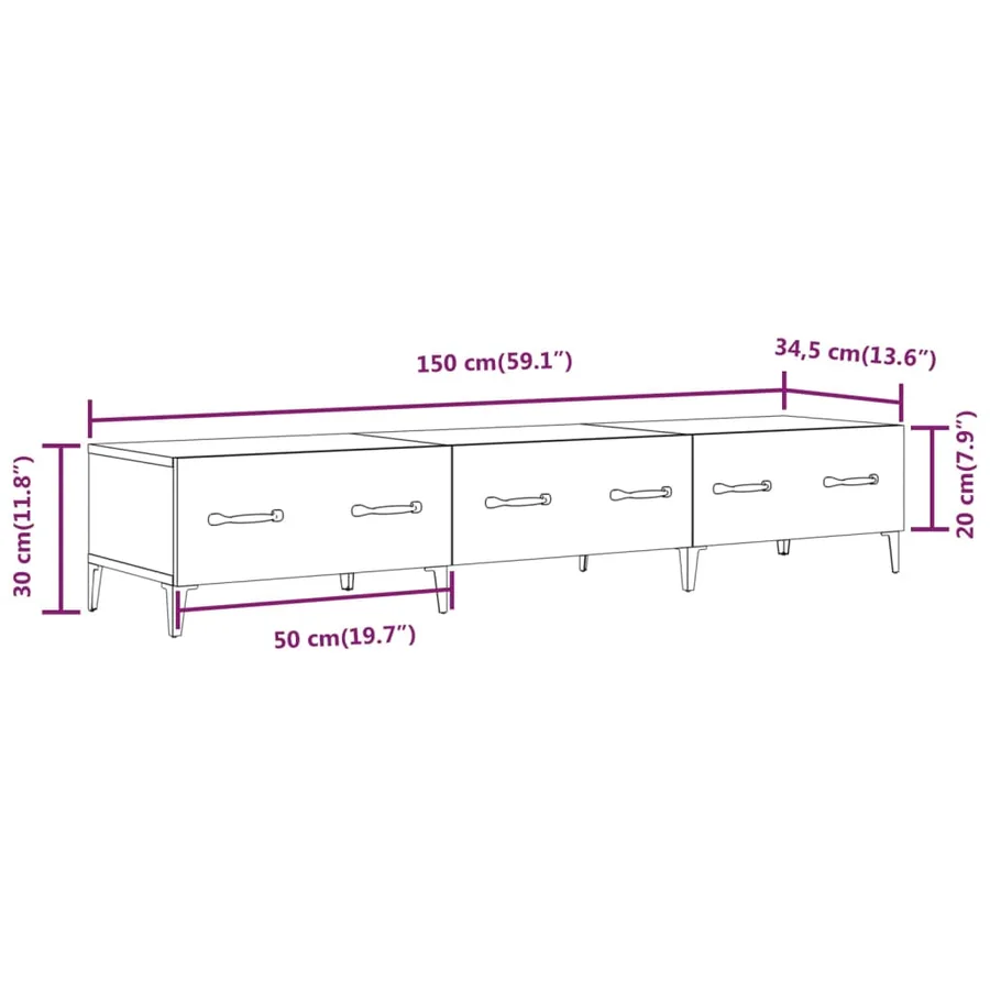 Meuble TV Chêne marron 150x34,5x30 cm Bois d'ingénierie - 9
