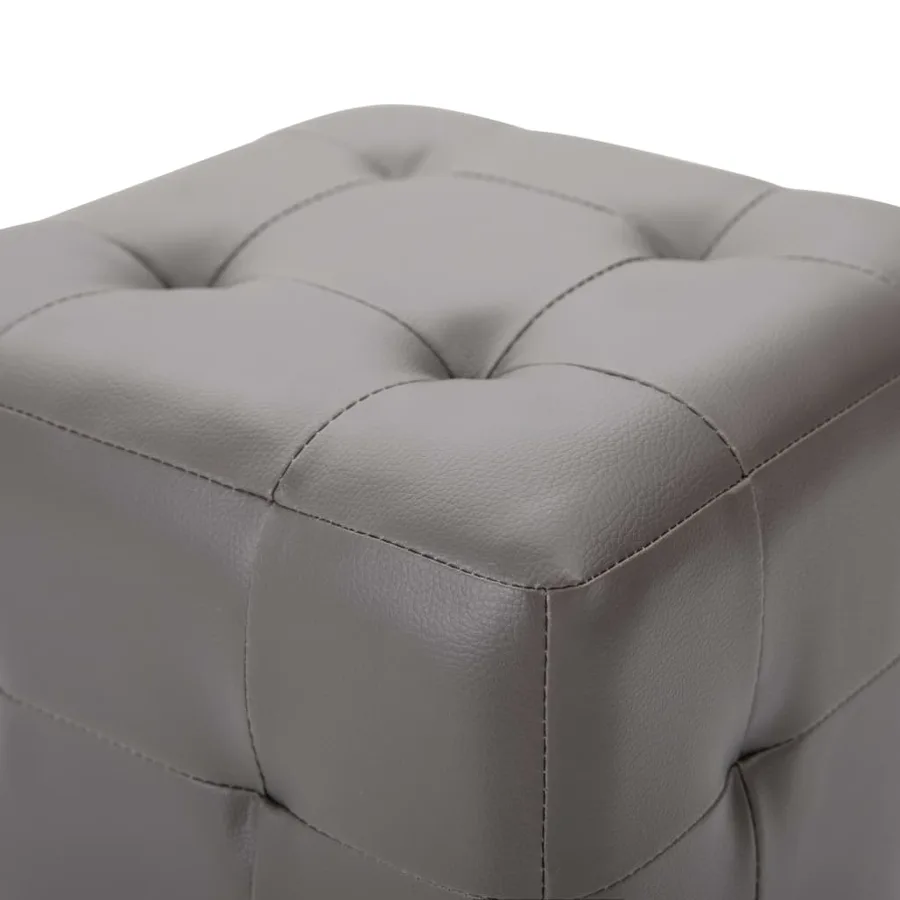 2 pcs Tables de chevet Gris 30x30x30 cm Similicuir - 4