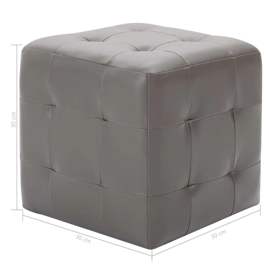 2 pcs Tables de chevet Gris 30x30x30 cm Similicuir - 5