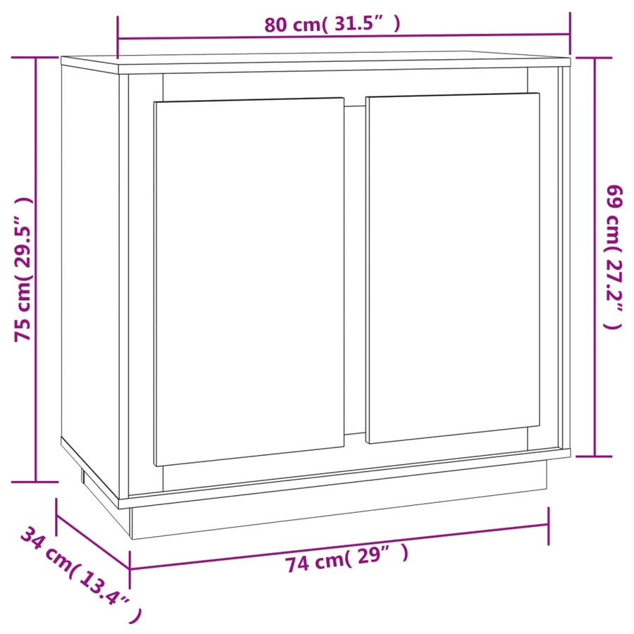 Buffet blanc 80x34x75 cm bois d'ingénierie - 8
