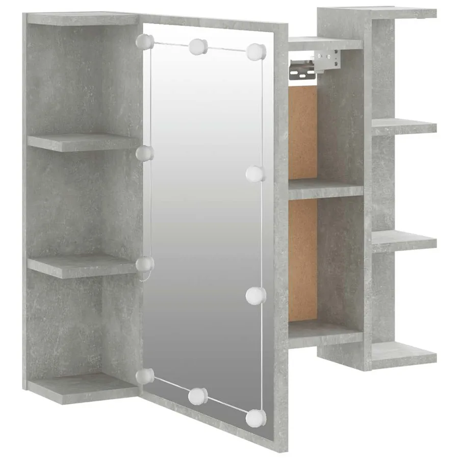 Armoire à miroir avec LED Gris béton 70x16,5x60 cm - 10