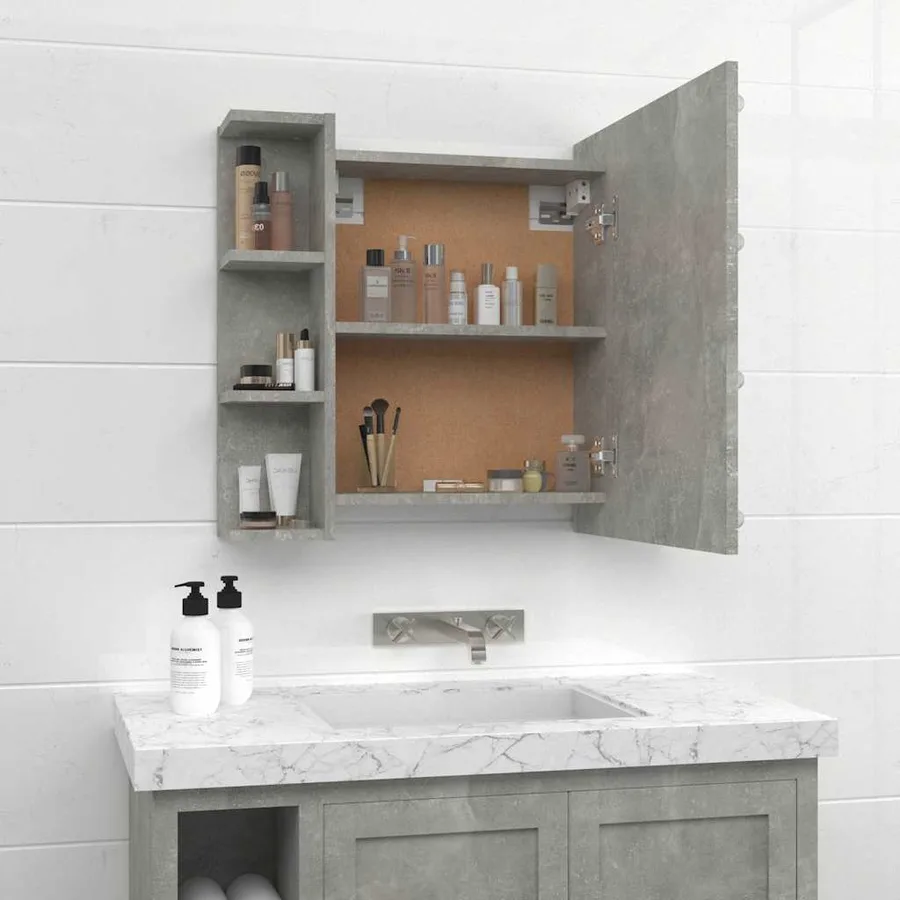 Armoire à miroir avec LED Gris béton 70x16,5x60 cm - 5