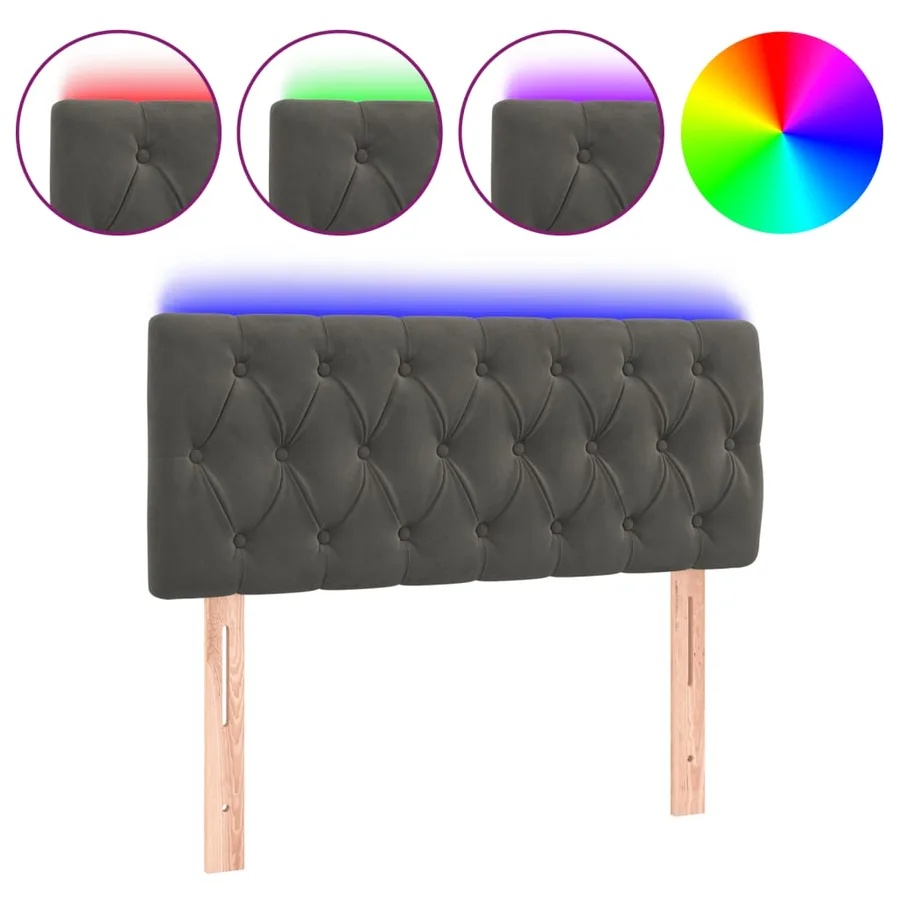 Tête de lit à LED Gris foncé 90x7x78/88 cm Velours - 2