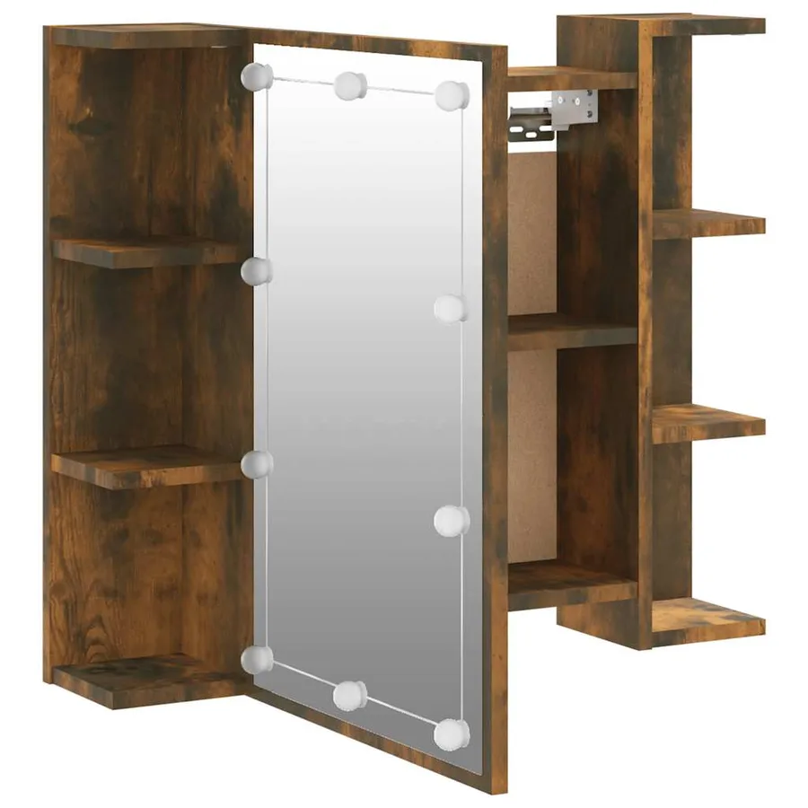 Armoire à miroir avec LED Chêne fumé 70x16,5x60 cm - 10