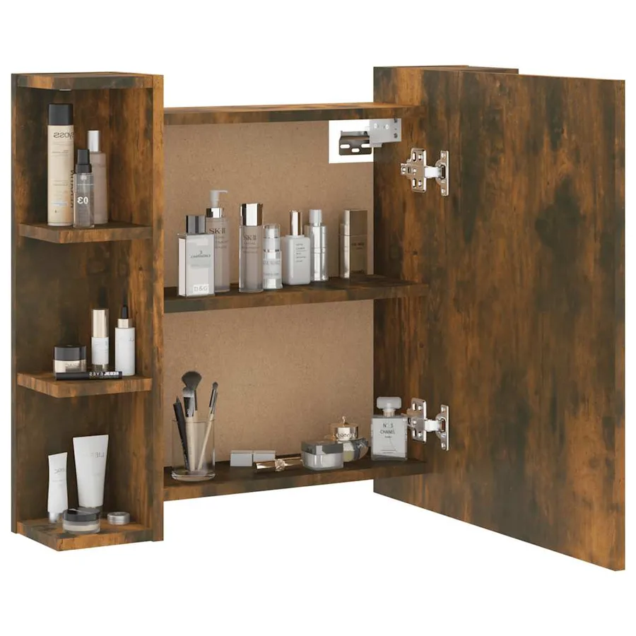 Armoire à miroir avec LED Chêne fumé 70x16,5x60 cm - 7