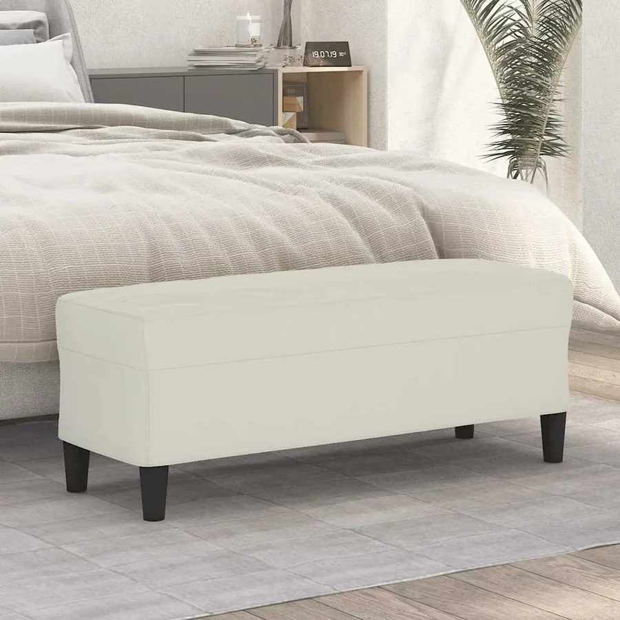 Banc Crème 100x35x41 cm Velours