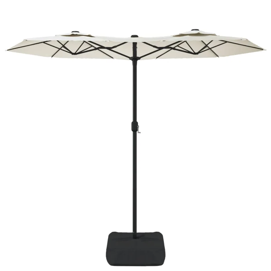 Parasol de jardin à double tête blanc sable 316x145 cm - 3