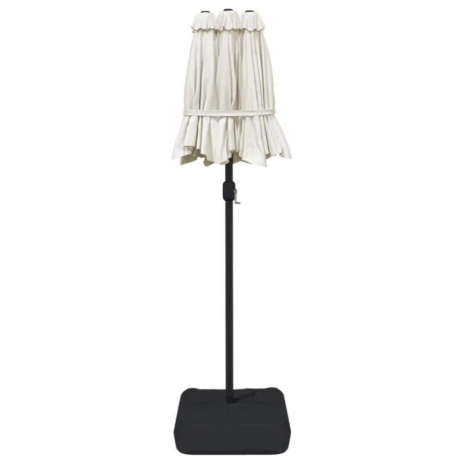 Parasol de jardin à double tête blanc sable 316x145 cm - 5