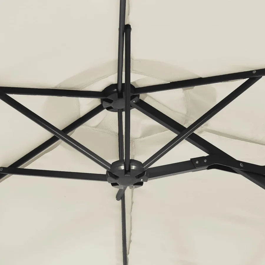 Parasol de jardin à double tête blanc sable 316x145 cm - 6