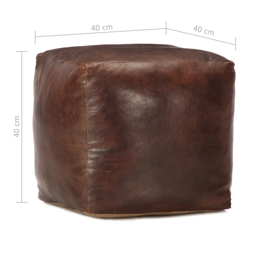 Pouf 40 x 40 x 40 cm Marron foncé Cuir véritable de chèvre - 4