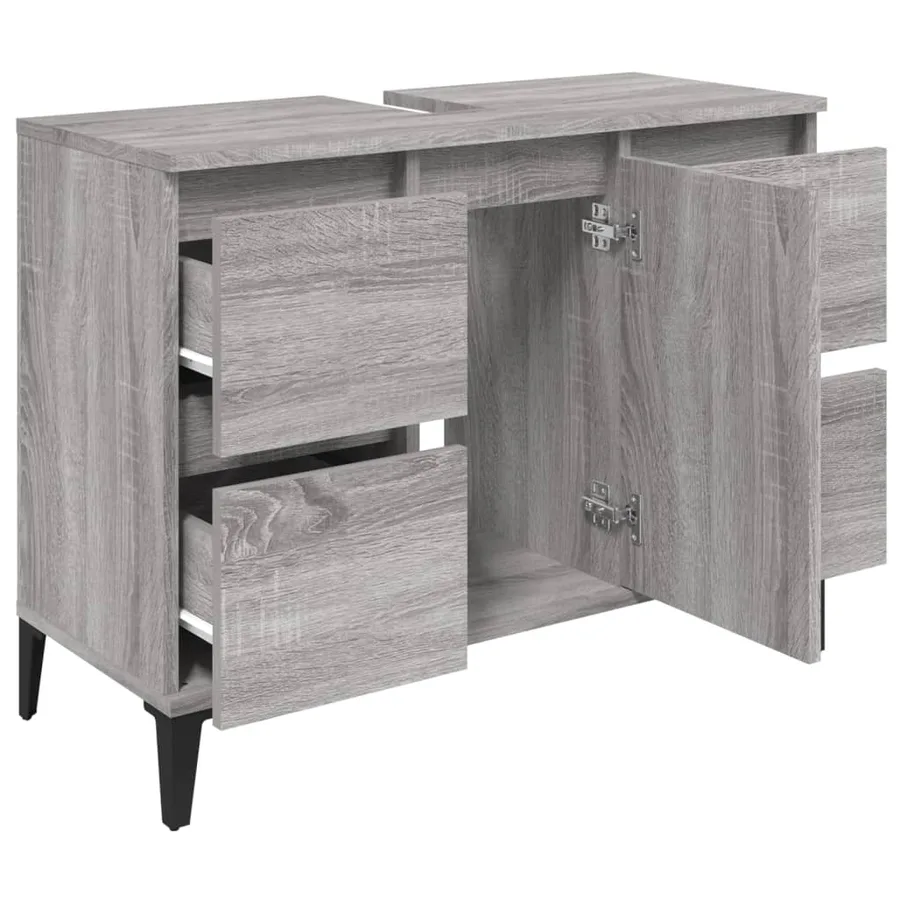 Meuble d'évier sonoma gris 80x33x60 cm bois d'ingénierie - 6