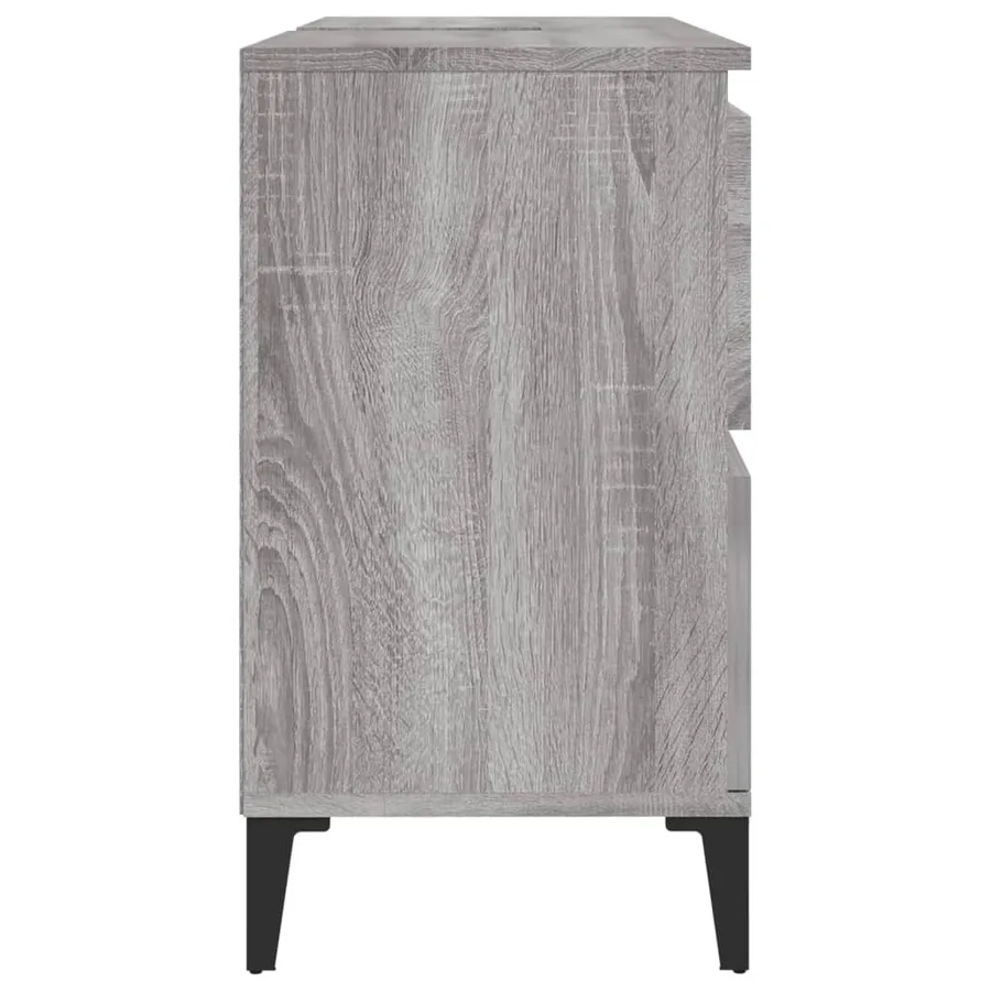 Meuble d'évier sonoma gris 80x33x60 cm bois d'ingénierie - 7