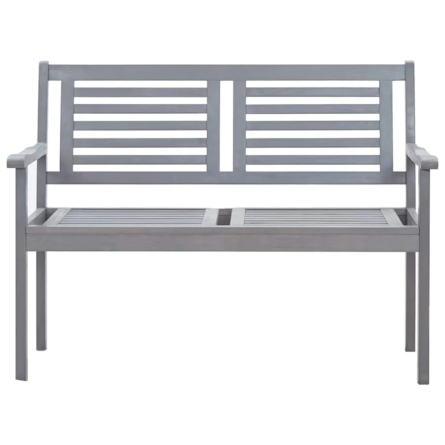 Banc de jardin 2 places avec coussin 120 cm Gris Eucalyptus - 3