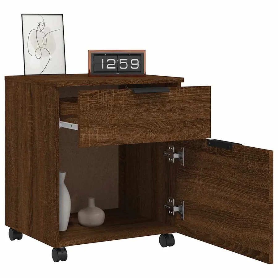 Classeur mobile avec roues Chêne marron 45x38x54 cm Bois - 8