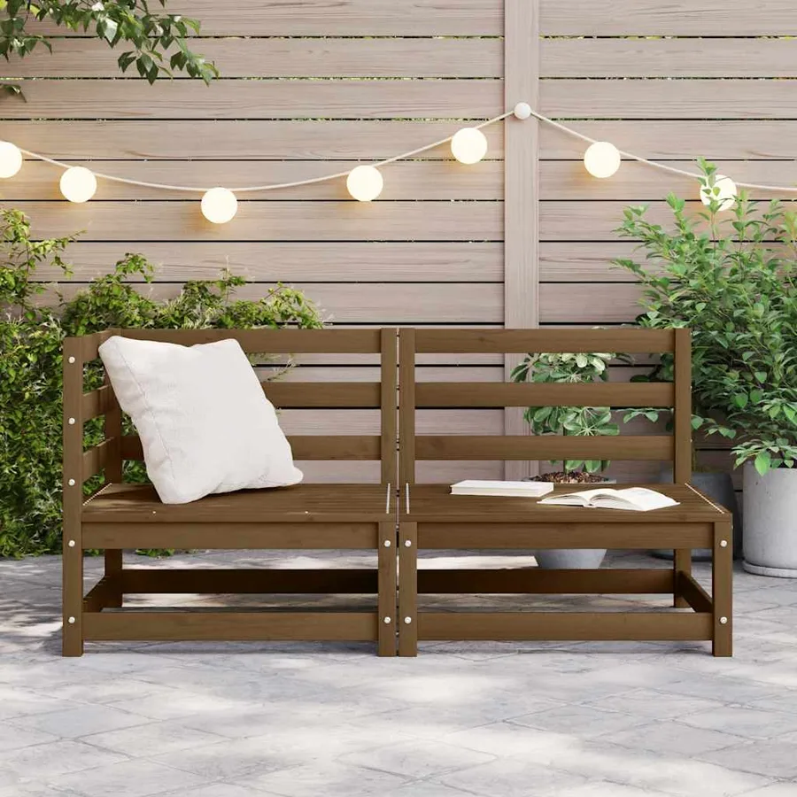 Salon de jardin 2 pcs marron miel bois de pin massif - 2
