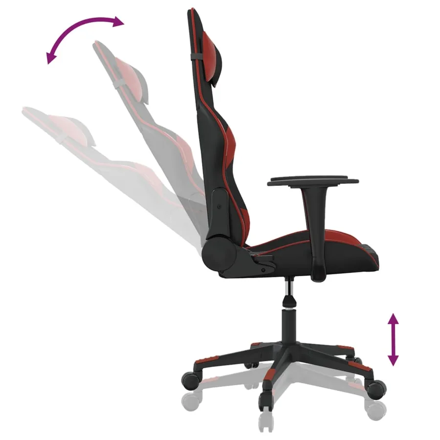 Chaise de jeu Noir et rouge bordeaux Similicuir - 6