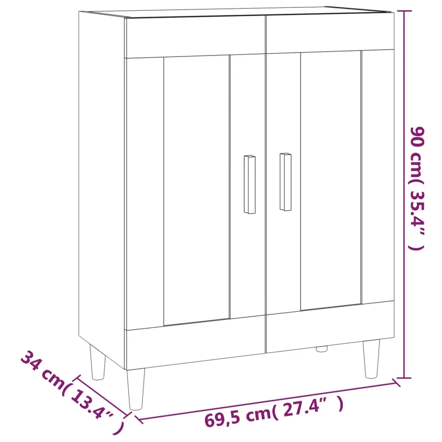 Buffet Chêne fumé 69,5x34x90 cm Bois d'ingénierie - 9
