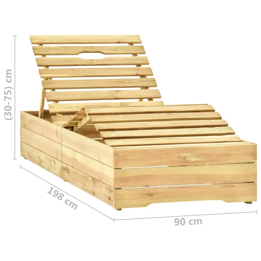 Chaise longue avec table Bois de pin imprégné de vert - 10