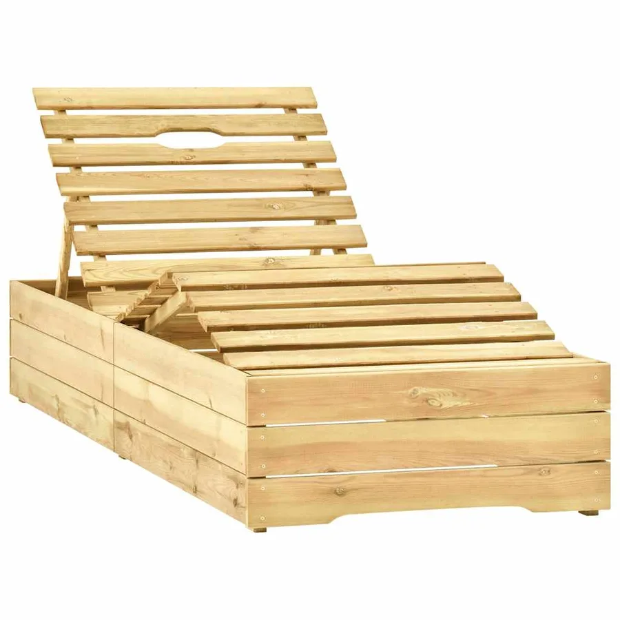 Chaise longue avec table Bois de pin imprégné de vert - 4
