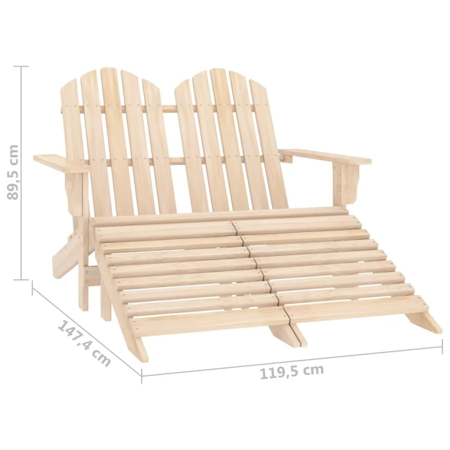 Chaise de jardin Adirondack 2 places et repose-pied sapin - 8