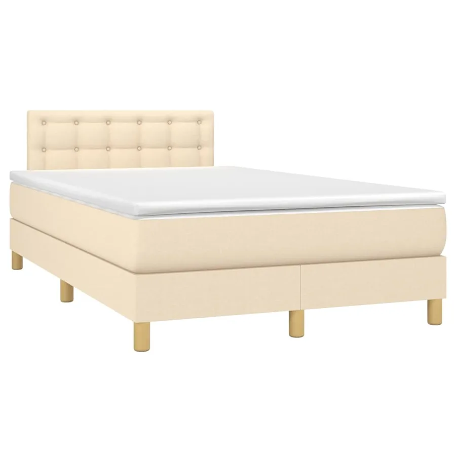 Sommier à lattes de lit avec matelas Crème 120x200 cm Tissu - 3