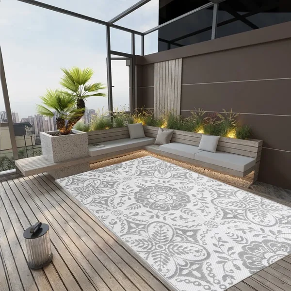 Tapis d'extérieur ARAKIL gris clair 140 x 200 cm PP