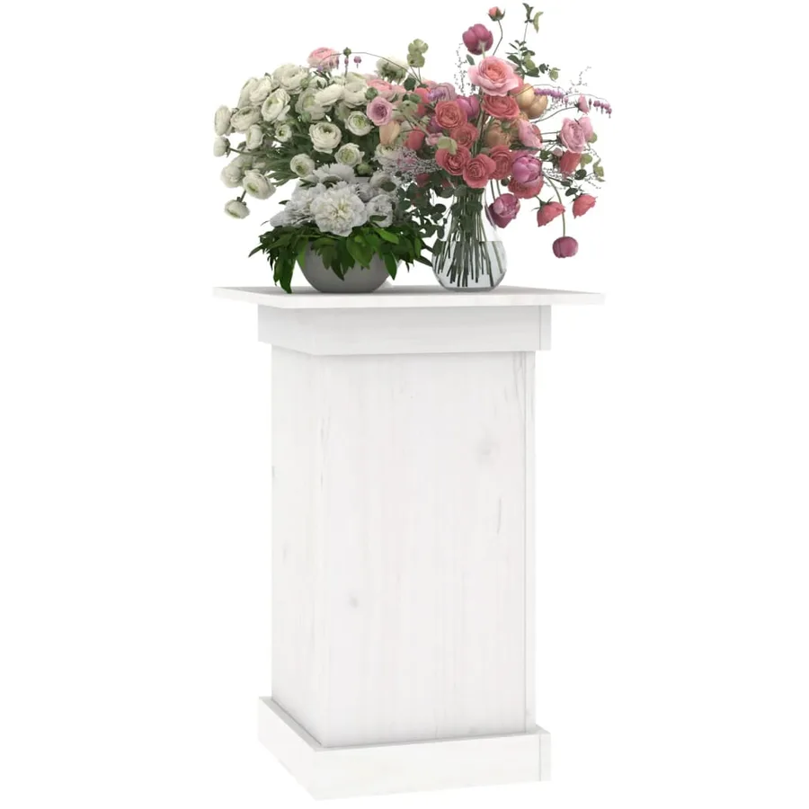 Support à fleurs Blanc 40x40x60 cm Bois de pin solide - 4