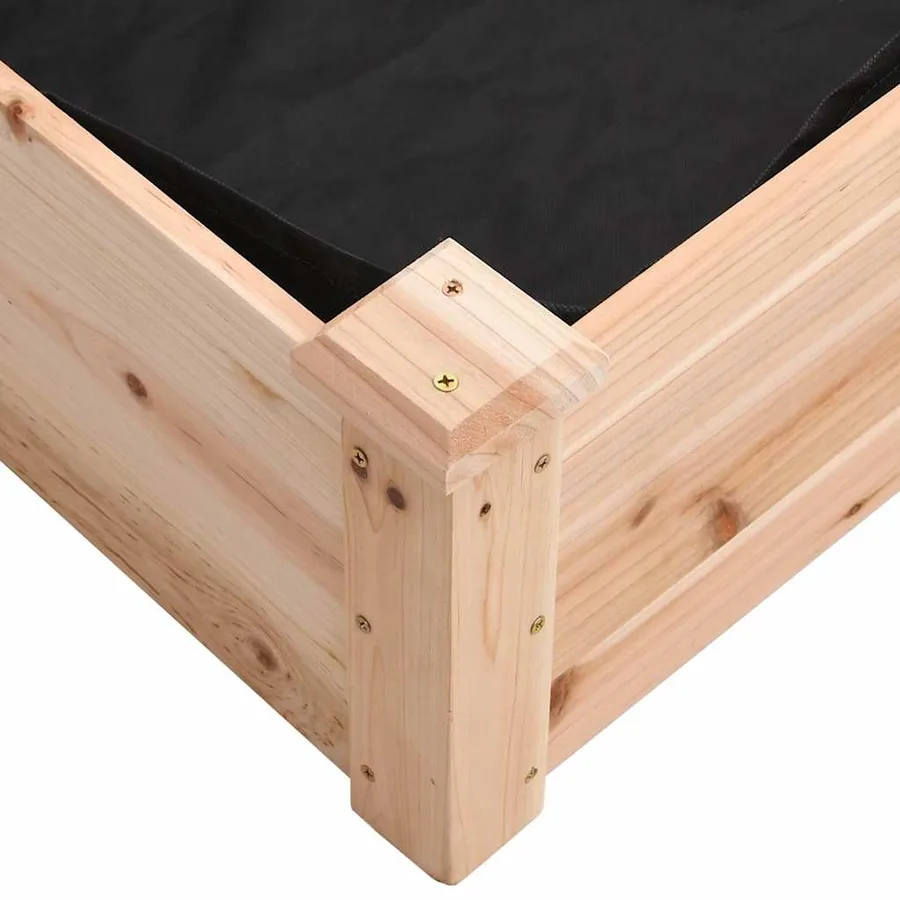 Lit surélevé de jardin doublure 120x120x25 cm bois massif sapin - 7