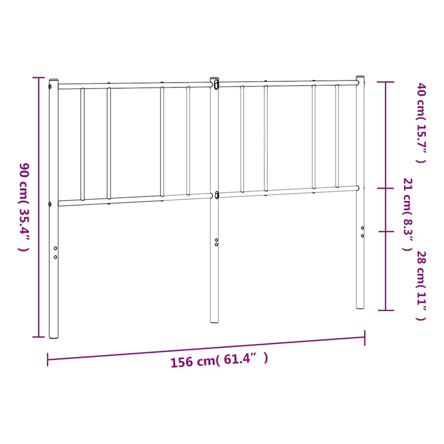 Tête de lit de remplacement métal noir 150 cm - 8