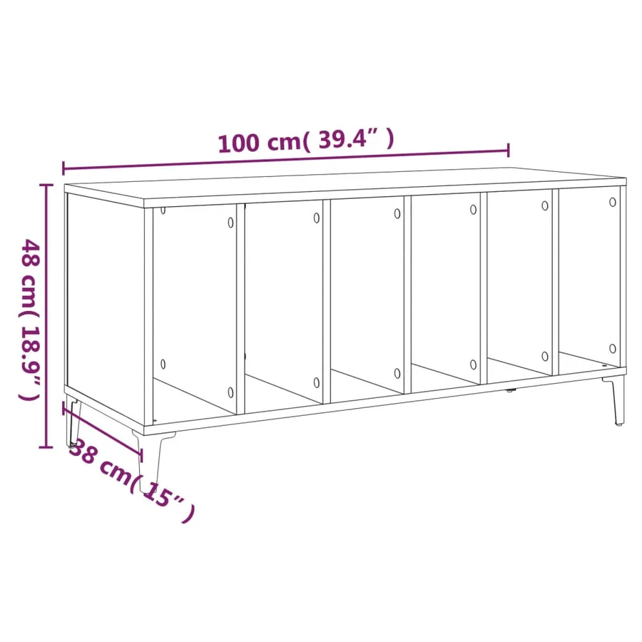 Armoire à disques chêne fumé 100x38x48 cm bois d'ingénierie - 8