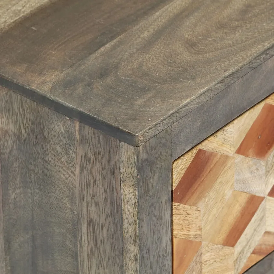 Table de chevet Gris 40x30x50 cm Bois de manguier massif - 6