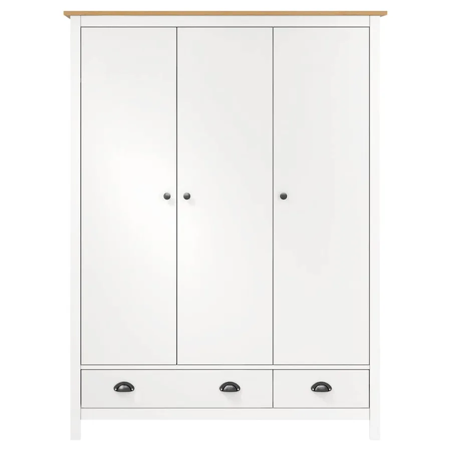 Garde-robe à 3 portes Hill Blanc 127x50x170 cm Bois pin solide - 3