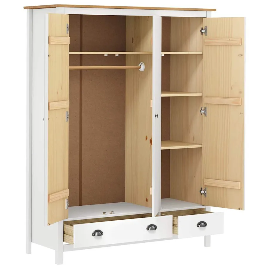 Garde-robe à 3 portes Hill Blanc 127x50x170 cm Bois pin solide - 4