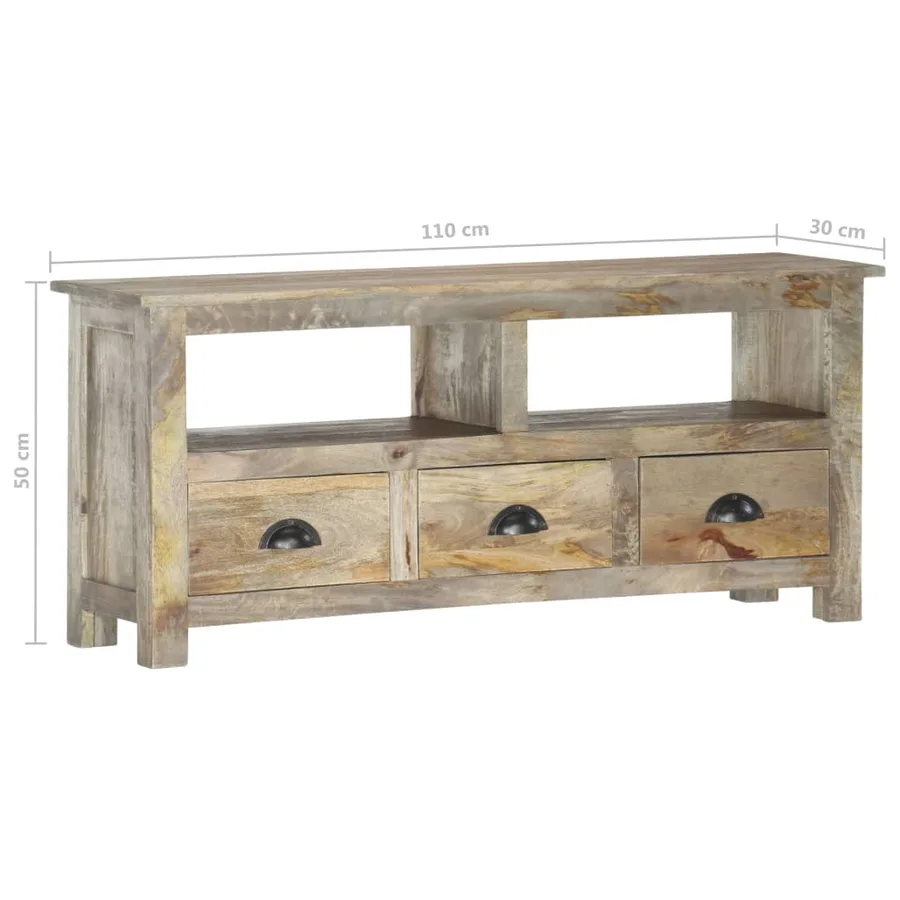 Meuble TV 110x30x50 cm Bois massif de manguier - 7