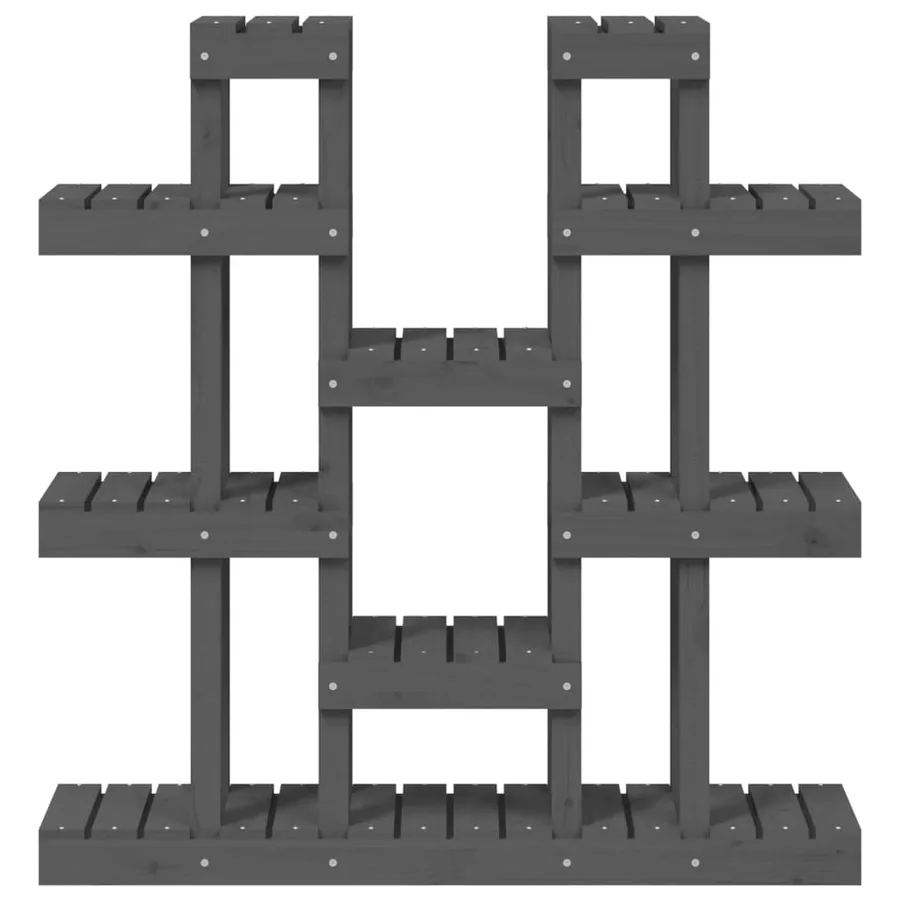 Support à plantes Gris 104,5x25x109,5 cm Bois massif de pin - 5