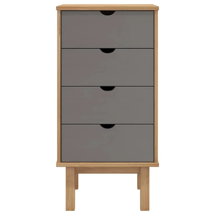 Commode OTTA marron et gris 45x39x90 cm bois de pin massif - 3