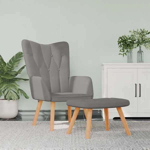 Chaise de relaxation avec tabouret Taupe Tissu