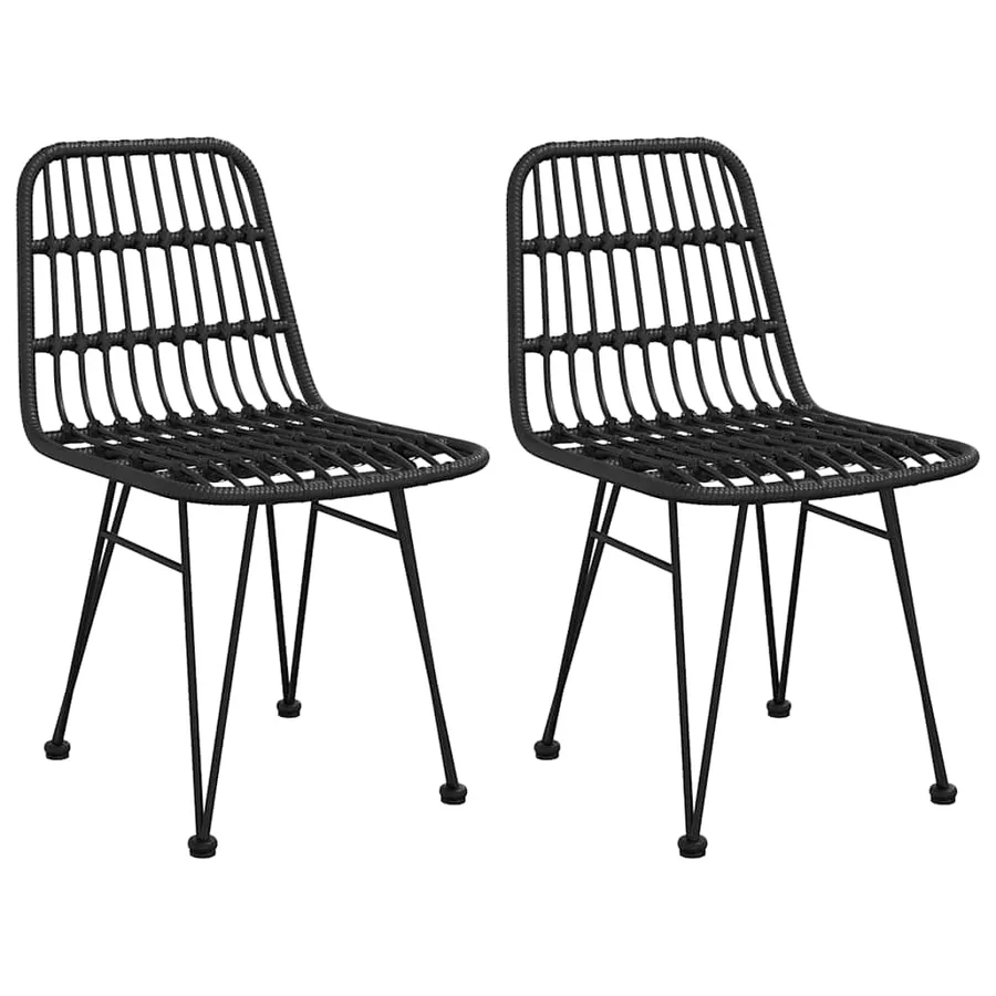 Chaises de jardin lot de 2 Noir 48x62x84 cm Résine tressée - 2