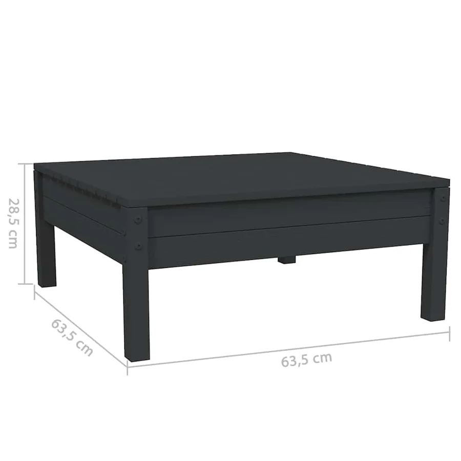 Salon de jardin 3 pcs avec coussins Noir Bois de pin massif - 11